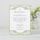 Delft Blue Toile Quatrefoil - Brautparty Einladung (Stehend Vorderseite)