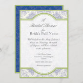 Delft Blue Toile Quatrefoil - Brautparty Einladung (Vorne/Hinten)