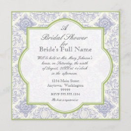 Delft Blue Toile Quatrefolie - Brautparty Einladun Einladung