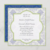 Delft Blue Toile Quatrefolie - Einladung zur Hochz (Vorne/Hinten)