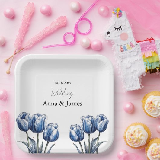 Delft Blue Tulip, custom Pappteller (Party)