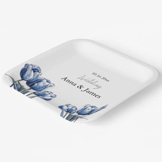 Delft Blue Tulip, custom Pappteller (Gewinkelt)