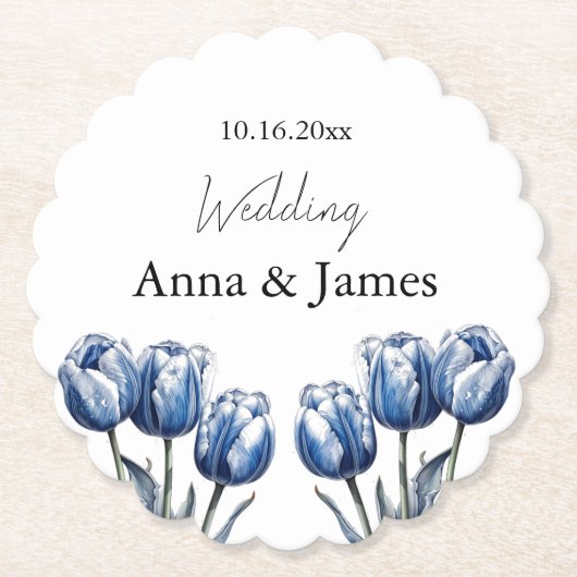 Delft Blue Tulip, custom Untersetzer (Vorderseite)