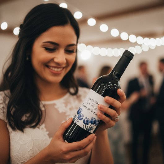 Delft Blue Tulip, custom Weinetikett