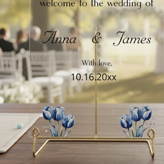 Delft Blue Tulip Wedding Program Acrylschild