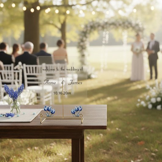 Delft Blue Tulip Wedding Program Acrylschild
