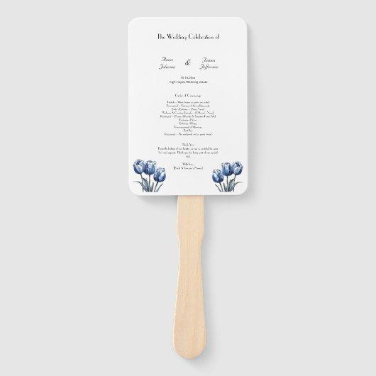 Delft Blue Tulip Wedding Program Fächer (Vorderseite)