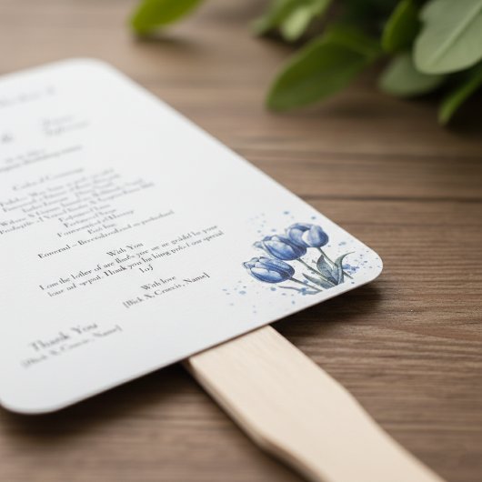 Delft Blue Tulip Wedding Program Fächer