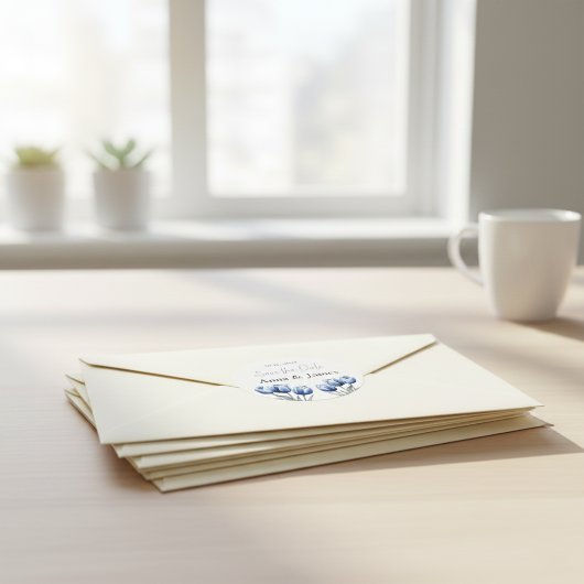 Delft Blue Tulip Wedding Program Runder Aufkleber