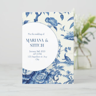Delft Blue und White Chinoiserie Wedding Einladung