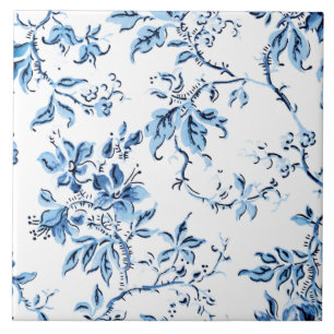 Delft Blue und White Floral Fliese