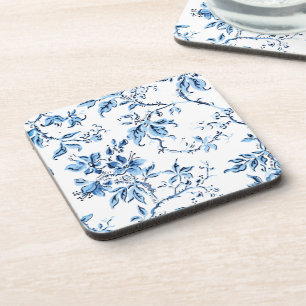 Delft Blue und White Floral Getränkeuntersetzer