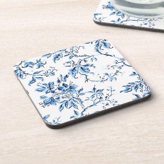 Delft Blue und White Floral Getränkeuntersetzer (Linke Seite)