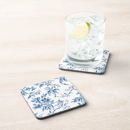 Delft Blue und White Floral Getränkeuntersetzer (Rechte Seite)