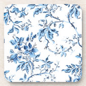 Delft Blue und White Floral Getränkeuntersetzer (Vorderseite)