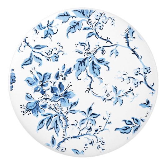 Delft Blue und White Floral Keramikknauf (Vorderseite)