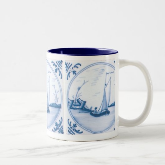 Delft Blue und White Sailboat Tasse (Rechts)