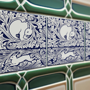Delft Blue Viktorianisch Hares Kunsthandwerksbeweg Fliese