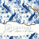 Delft Blue Vintag Chinoiserie Peacock Seidenpapier