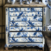 Delft Blue Vintag Chinoiserie Peacock Seidenpapier
