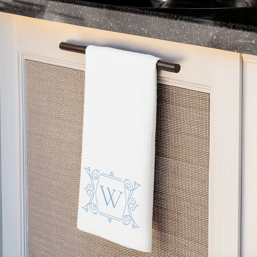 Delft Blue | Vintag-Rahmen-Monogramm Geschirrtuch