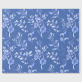 Delft Blue White Botanic Chinoiserie Geschenkpapier (Flach)