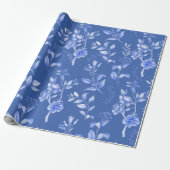 Delft Blue White Botanic Chinoiserie Geschenkpapier (Ungerollt)