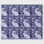 Delft Blue White Bunny Rabbit Birds Dedham Osterta Geschenkpapier (Flach)