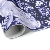 Delft Blue White Bunny Rabbit Birds Dedham Osterta Geschenkpapier (Rolleneckpunkt)