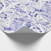 Delft Blue White Bunny Rabbit Birds Dedham Osterta Geschenkpapier (Ecke)