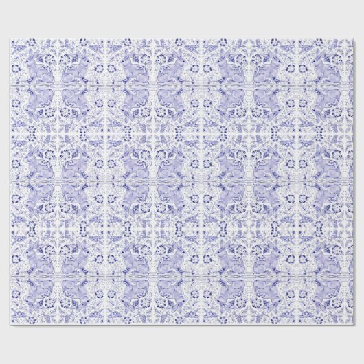 Delft Blue White Bunny Rabbit Birds Dedham Osterta Geschenkpapier (Flach)