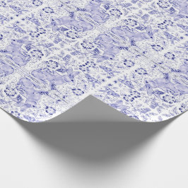 Delft Blue White Bunny Rabbit Birds Dedham Osterta Geschenkpapier