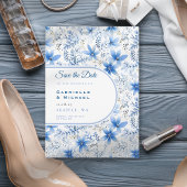 Delft Blue White Chinoiserie Blumenmuster Gerettet Save The Date