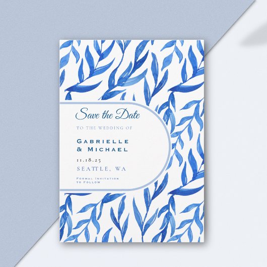 Delft Blue White Chinoiserie Blumenmuster Gerettet Save The Date