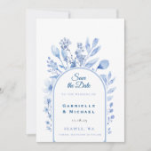 Delft Blue White Chinoiserie Blumenmuster Save The Date (Vorderseite)