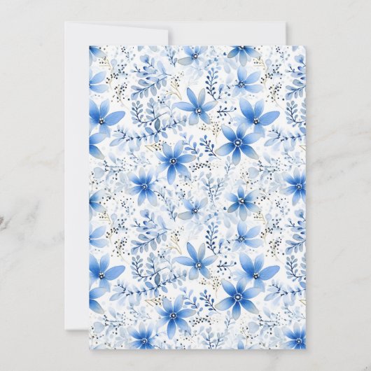 Delft Blue White Chinoiserie Blumenmuster Save The Date (Rückseite)