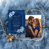 Delft Blue White Chinoiserie Floral Bridal Shower Einladung