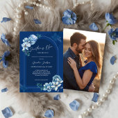 Delft Blue White Chinoiserie Floral Bridal Shower Einladung