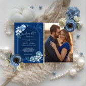 Delft Blue White Chinoiserie Floral Bridal Shower Einladung