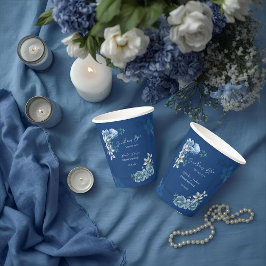 Delft Blue White Chinoiserie Floral Bridal Shower  Pappbecher