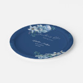 Delft Blue White Chinoiserie Floral Bridal Shower Pappteller (Schrägansicht)