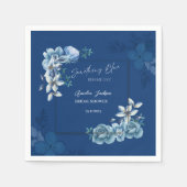 Delft Blue White Chinoiserie Floral Bridal Shower Serviette (Vorderseite)