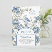 Delft Blue White Chinoiserie Porcelain Hochzeit Einladung (Stehend Vorderseite)