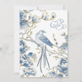 Delft Blue White Chinoiserie Porcelino Bird Save The Date (Rückseite)
