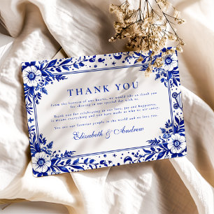 Delft Blue White Chinoiserie Wedding Dankeskarte