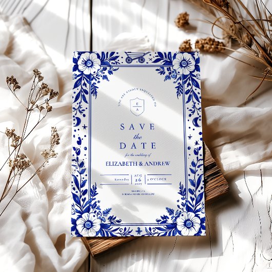 Delft Blue White Chinoiserie Wedding Save The Date