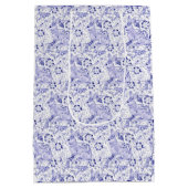 Delft Blue & White Rabbit Birds Elegantes Ostern Mittlere Geschenktüte (Rückseite)