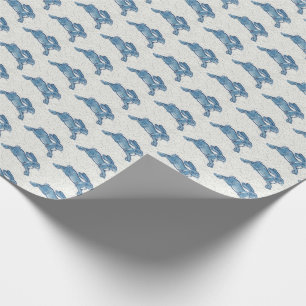 Delft Blue White Rabbit Bunny Hare Vintag Dedham Geschenkpapier