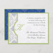 Delft Blue White Toile Quatrefoil - Empfang Einladung (Vorne/Hinten)