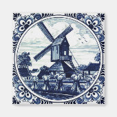 Delft Blue Windmill and Haystacks Painting Magnet (Vorne)